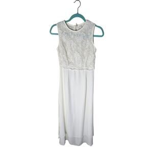 Vintage Scott McClintock White Bridal Gown Sleeveless Lace Top Chiffon Skirt - 8